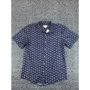 Julian & Mark Mens Floral Dot Short Sleeve Button Down Shirt Navy Blue Large NWT